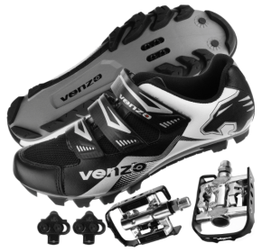 Venzo Mountain Bike Bicycle Cycling Shimano SPD Shoes + Multi-Use Pedals