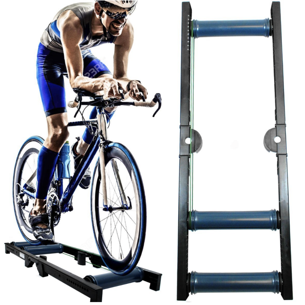 AccelaVelo Roller Pro-X-Trainer Indoor Bike Trainer Bike Resistance Trainer with road race bike